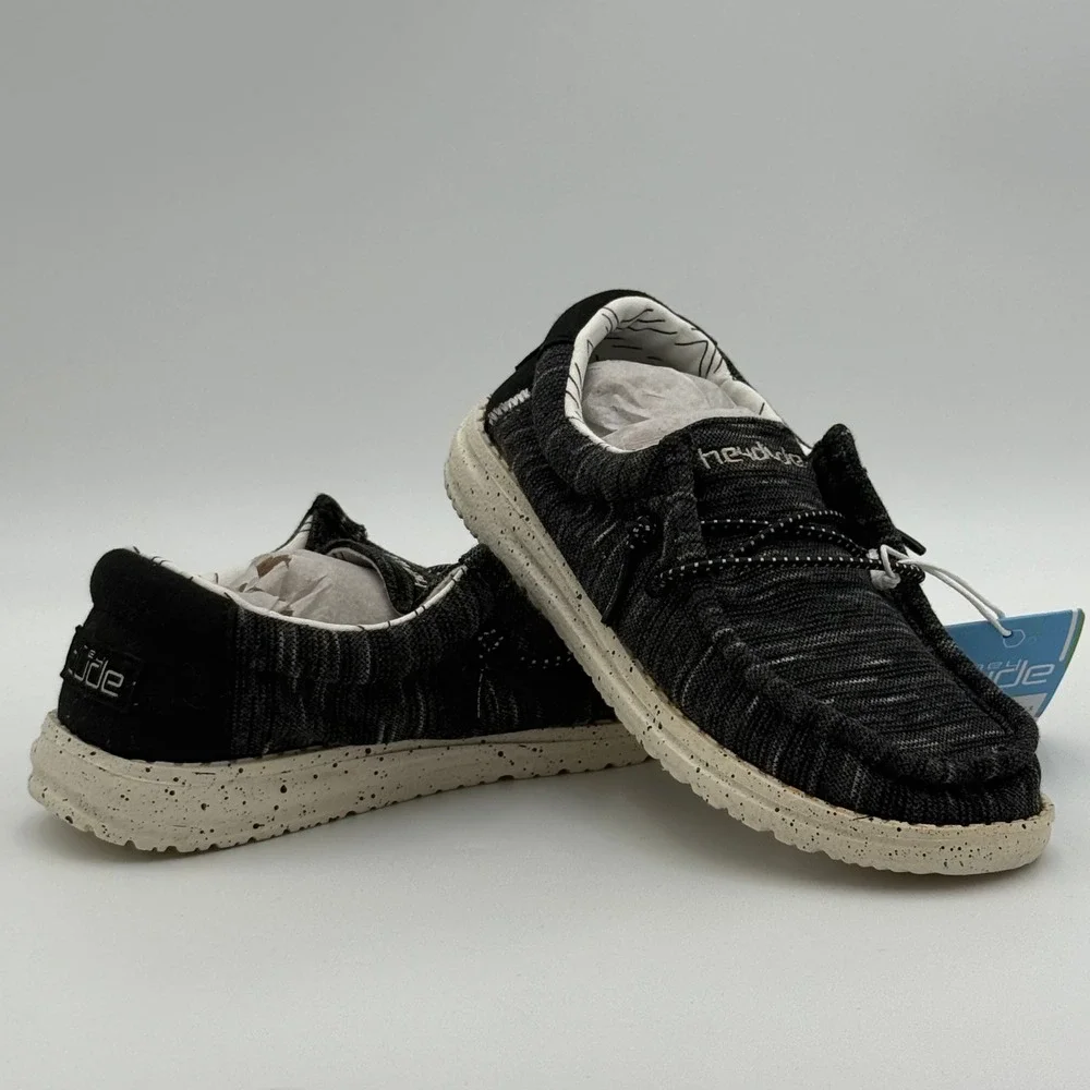 Hey Dude Wally Youth Stretch Black Slip On Loafers Shoes 130134891 Size Y1 L2